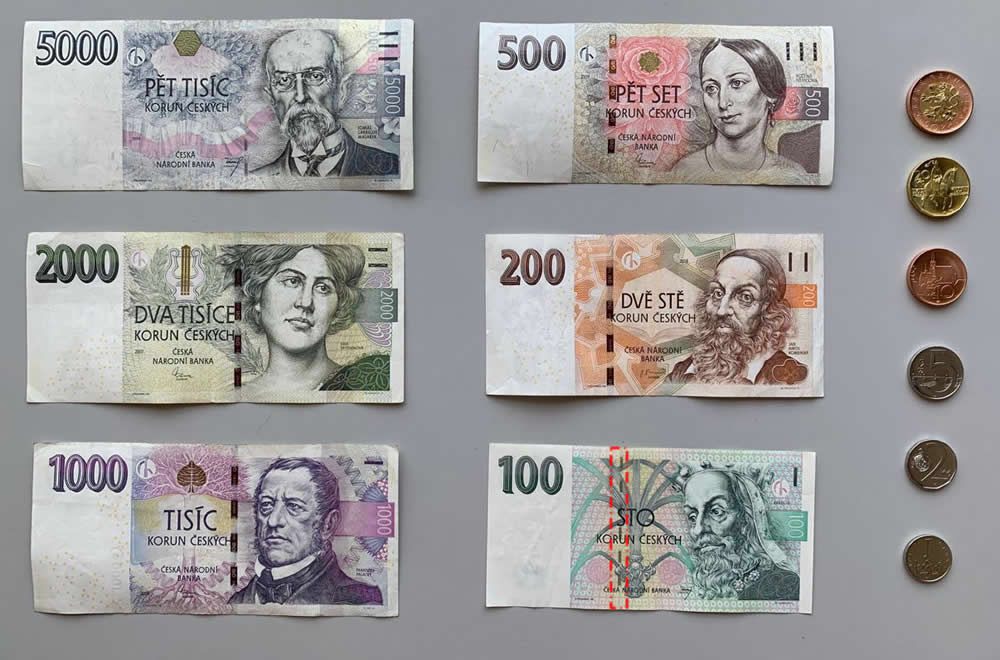 Aktuelle Banknoten Tschechien