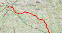 Radtour 3 Prager Radweg: Von Brünn nach Prag. Länge 250 km