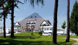 Westböhmische Kurorte:  Das pyramidenartige Hotel Lázeňský lockt mit einem Innen...