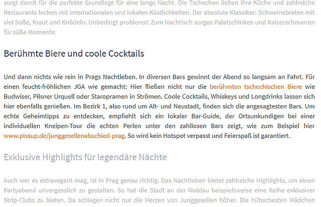 Context-Content Beispiel Junggesellenabschied