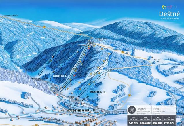 Skigebiet Deštné Adlergebirge